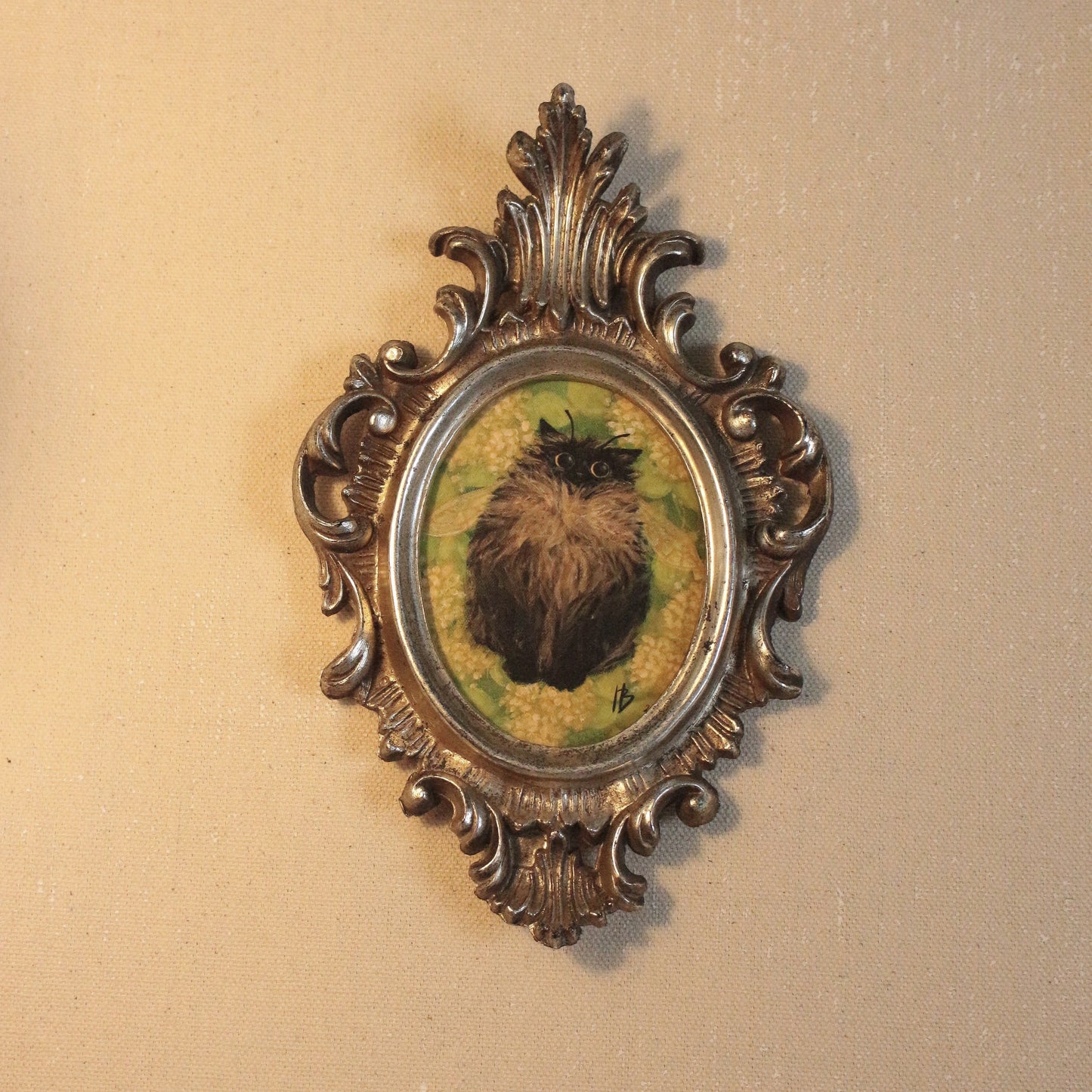 Floof Cat FRAMED Giclee print 10 x 18 cm