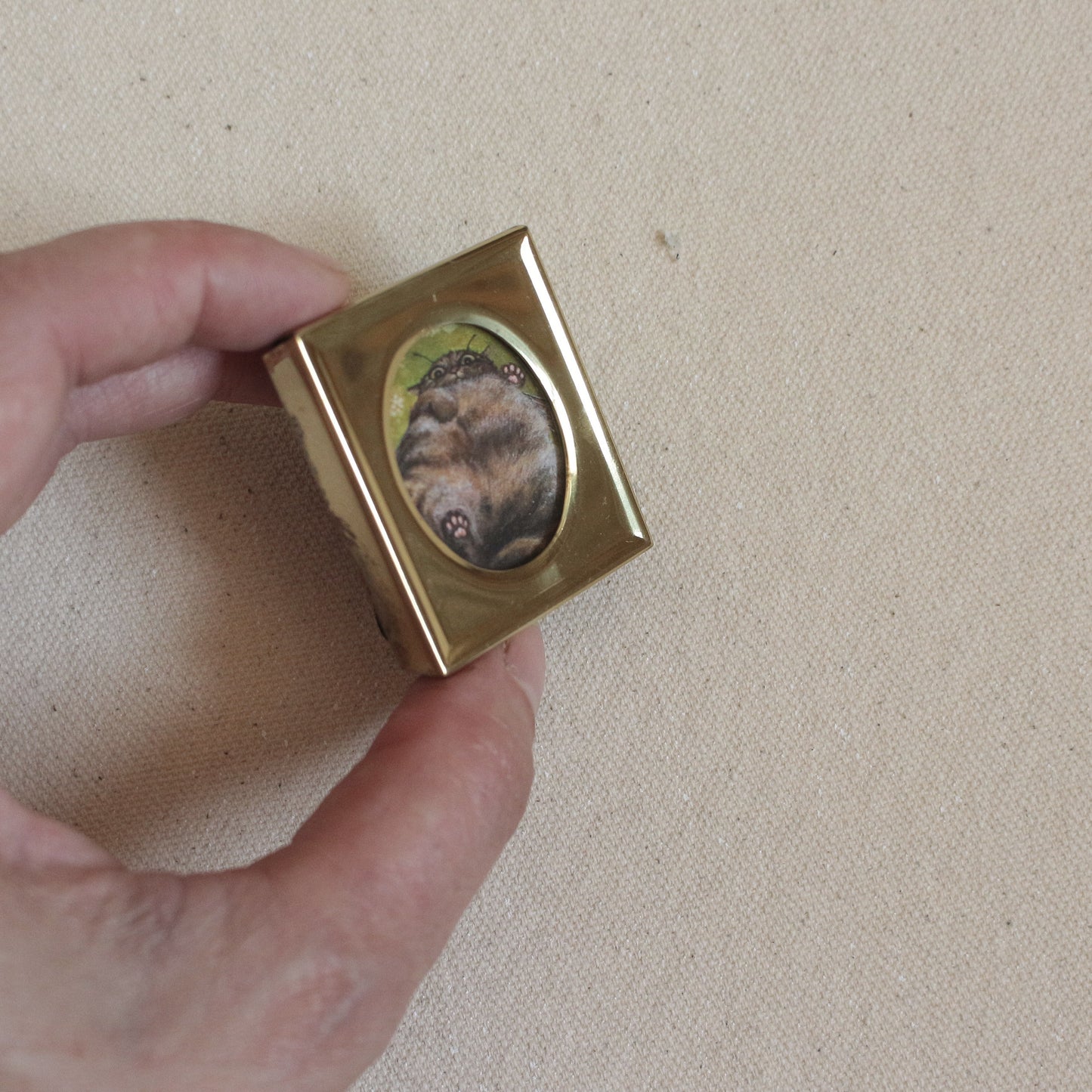Print, tiny framed Cat 3.5 x 4cm