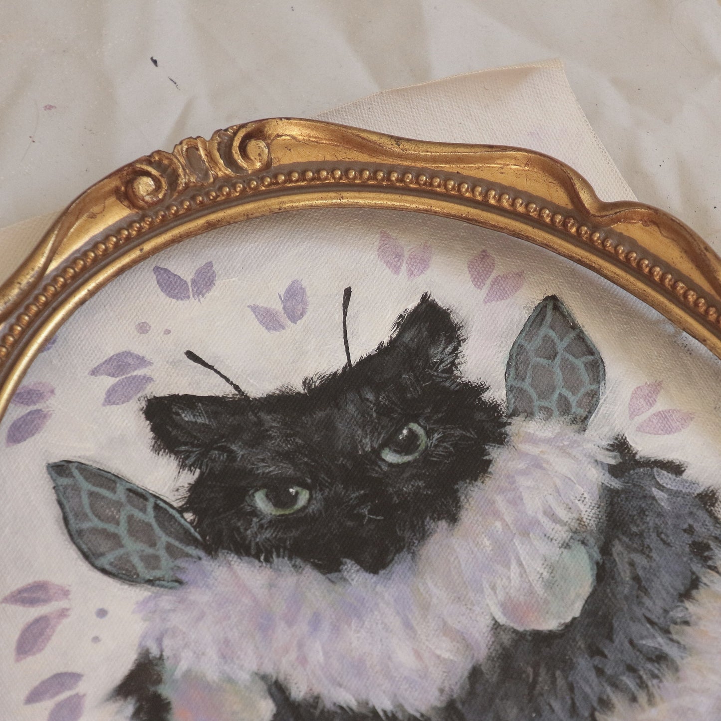 Hand painted - Bumble Cat/pastel