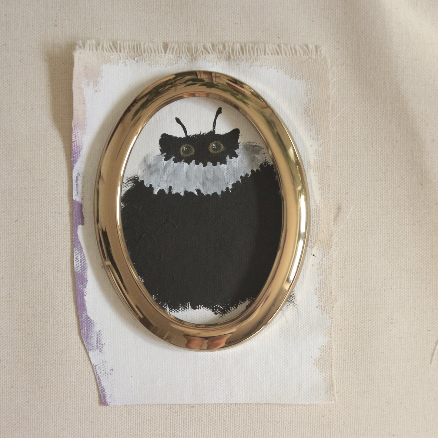 Hand painted mini original artwork- black cat