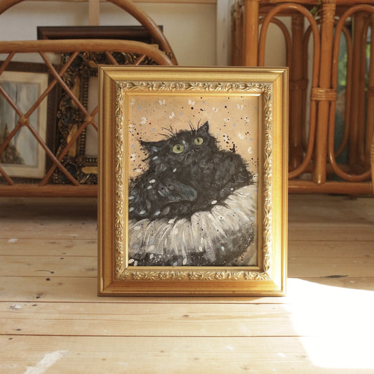 Original painting, Black Ballerina Cat