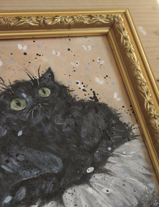 Original painting, Black Ballerina Cat