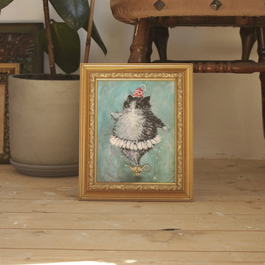 Original painting, Kitty in the bottle
