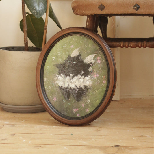 Original painting, Ballerina Cat, framed, 29x35cm