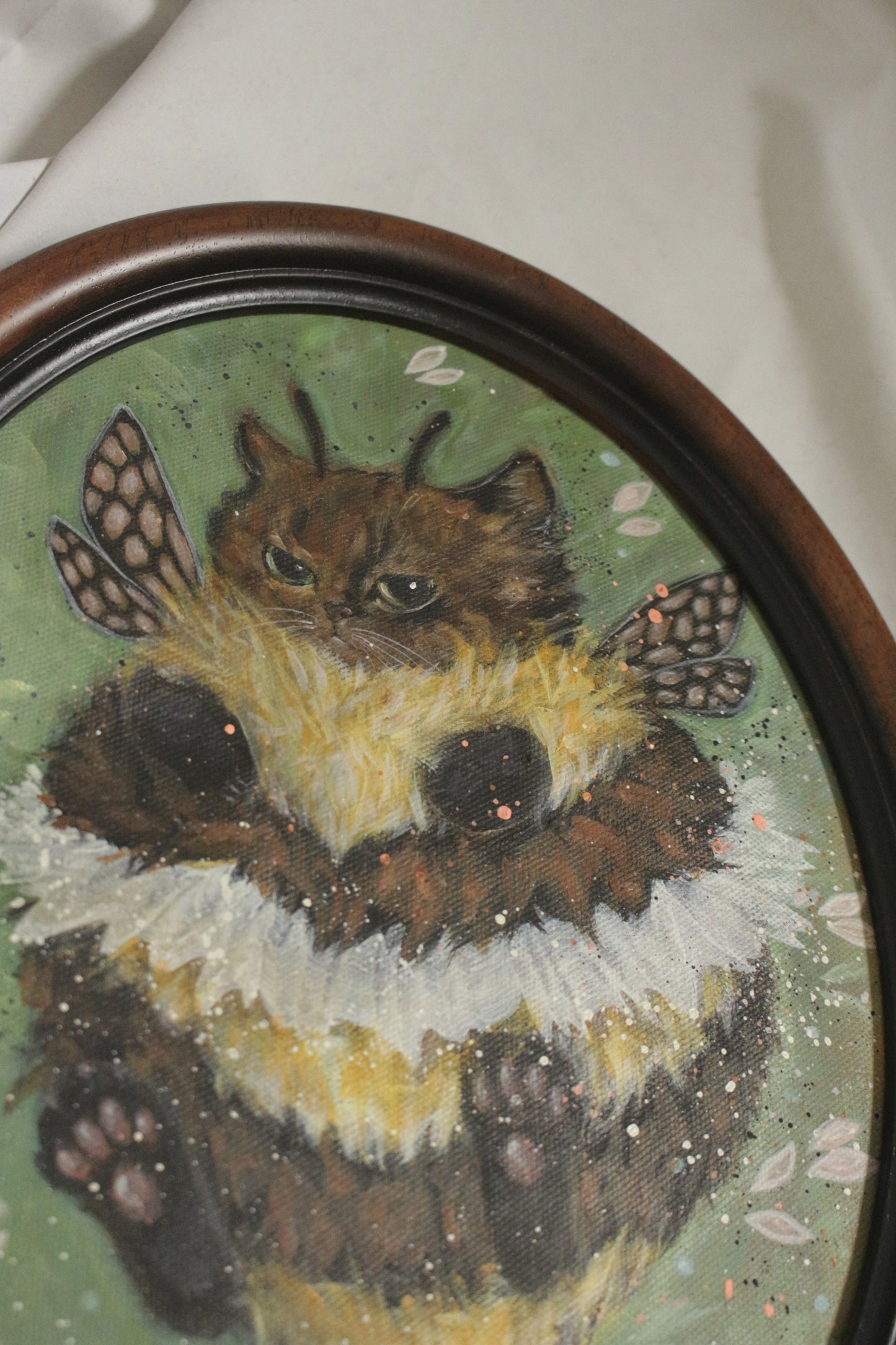 Original painting, Ballerina Cat, framed, 29x34cm