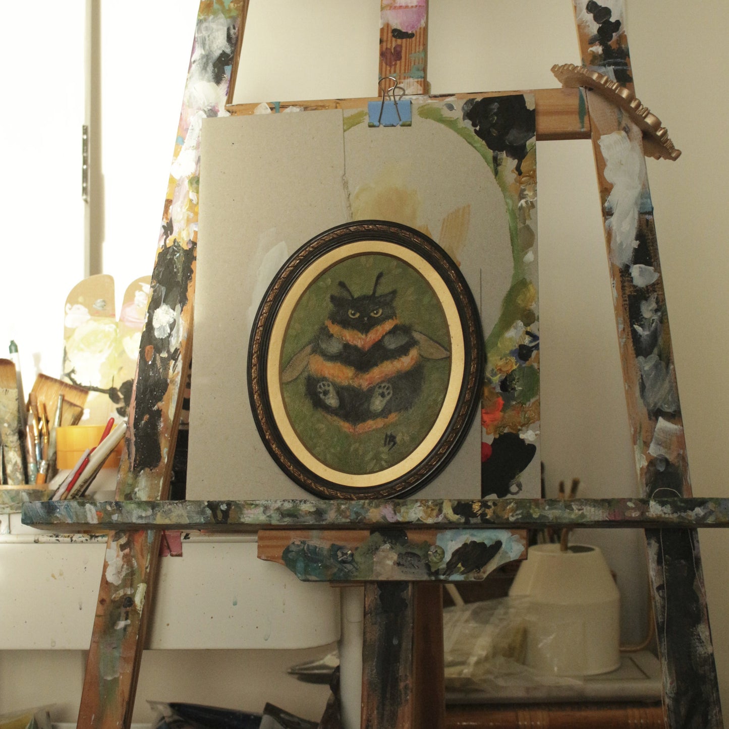 Original painting - Bumble Cat 17 x 20 cm