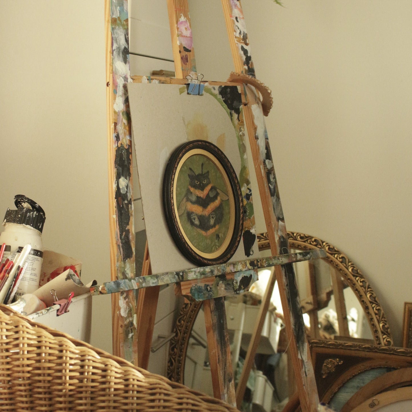 Original painting - Bumble Cat 17 x 20 cm