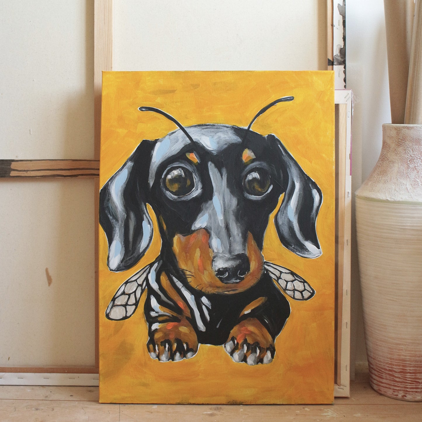 Bumble puppy - original hand painted artwork 40 x 60 cm