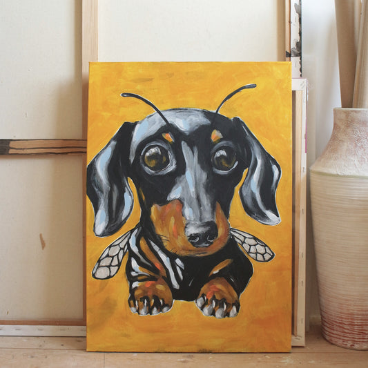 Bumble puppy - original hand painted artwork 40 x 60 cm