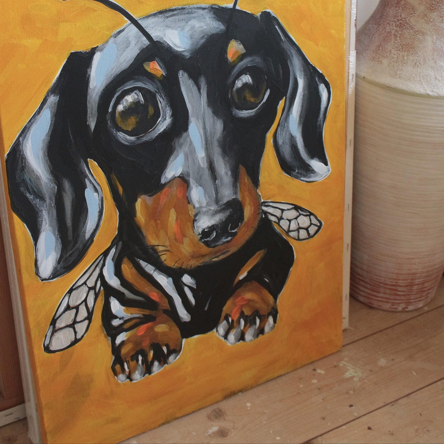 Bumble puppy - original hand painted artwork 40 x 60 cm