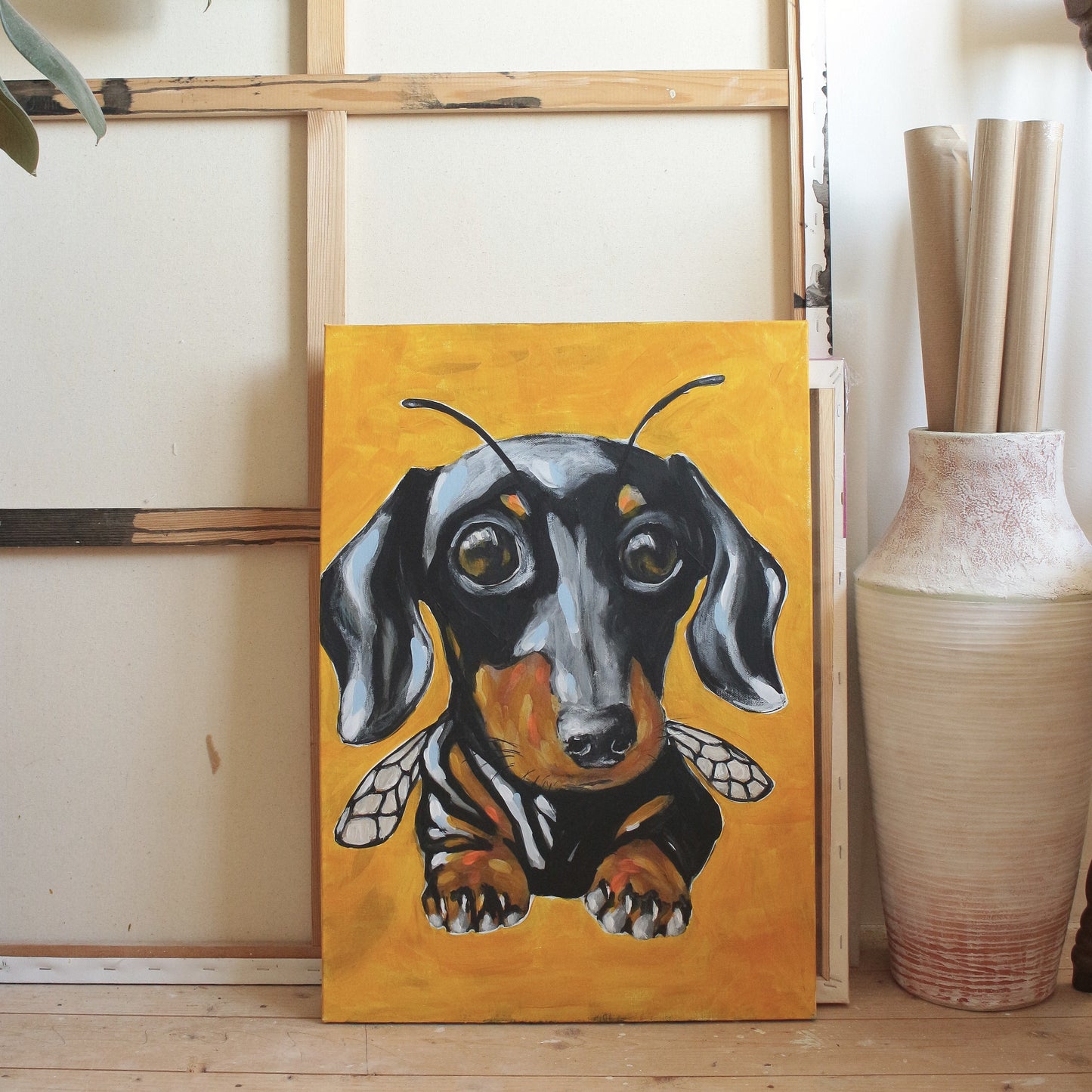 Bumble puppy - original hand painted artwork 40 x 60 cm