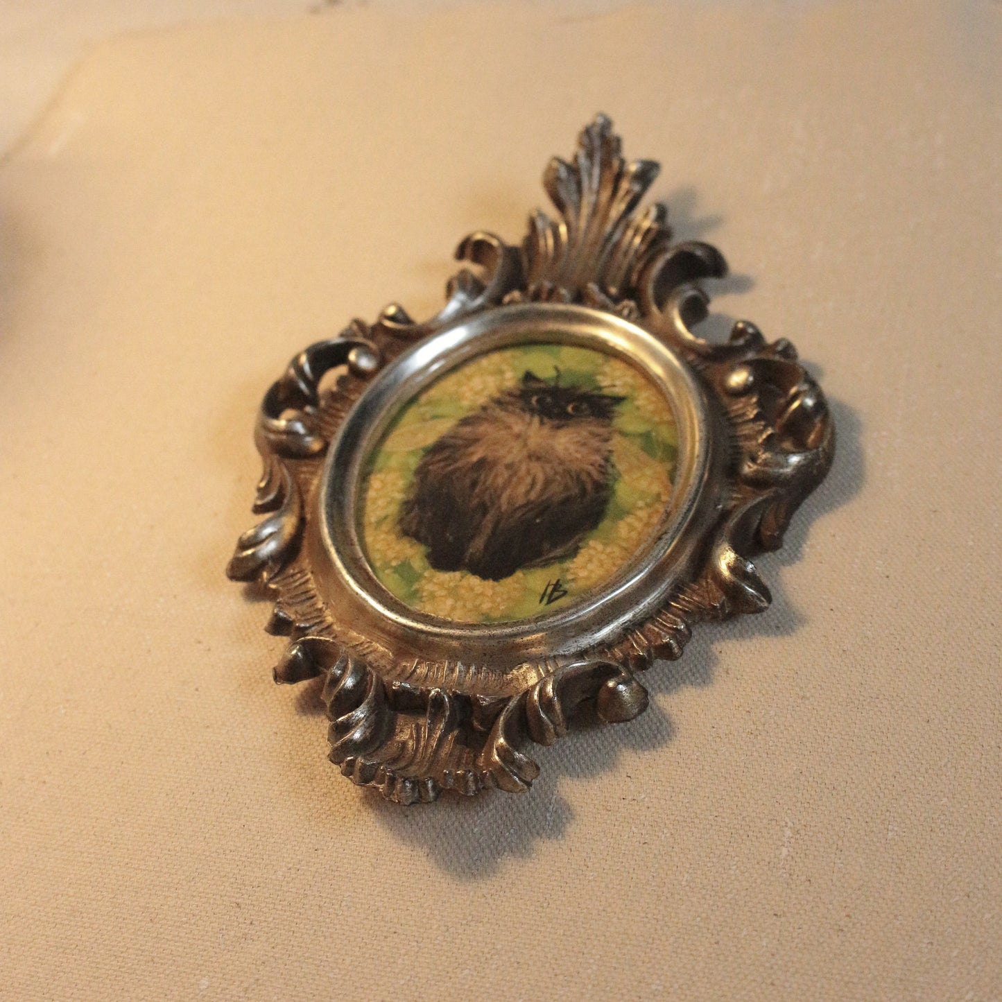 Floof Cat FRAMED Giclee print 10 x 18 cm