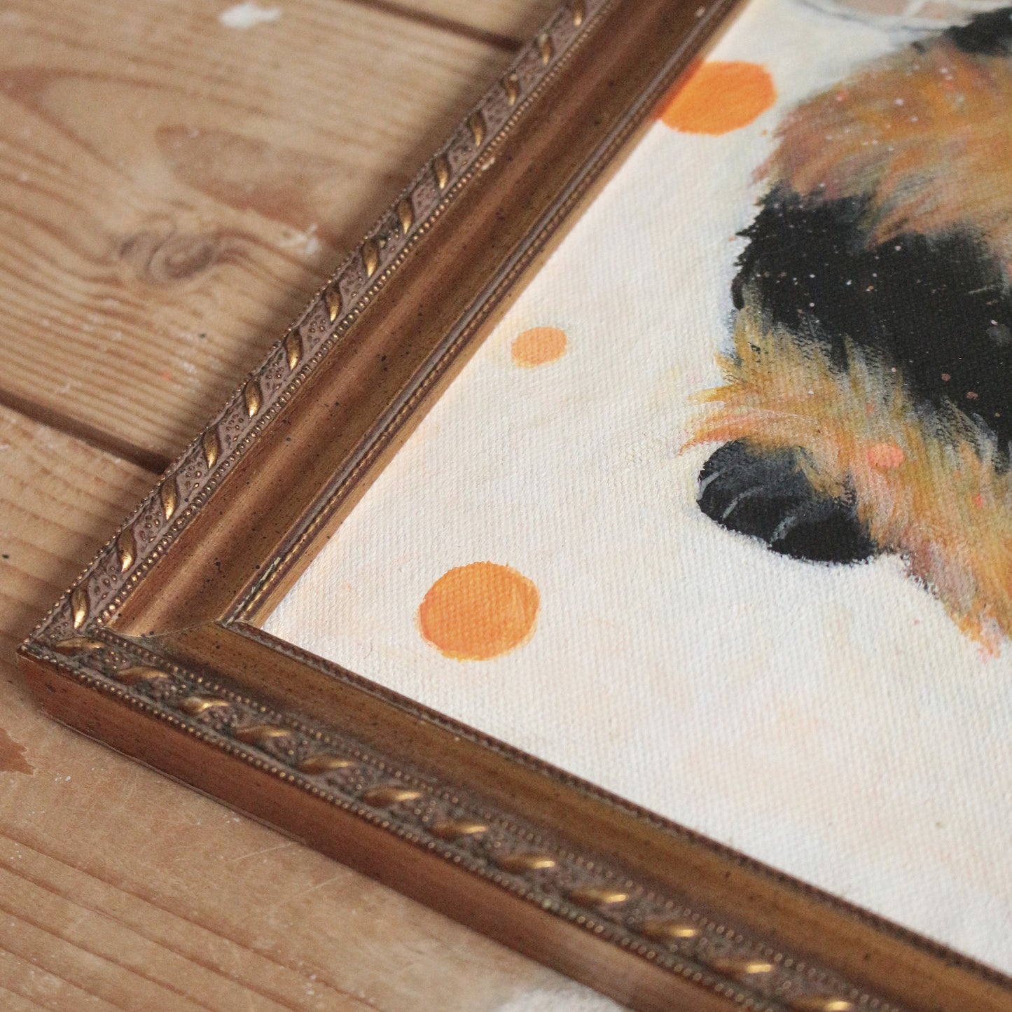 Hand painted Bumble Cat - framed 29 x 34 cm
