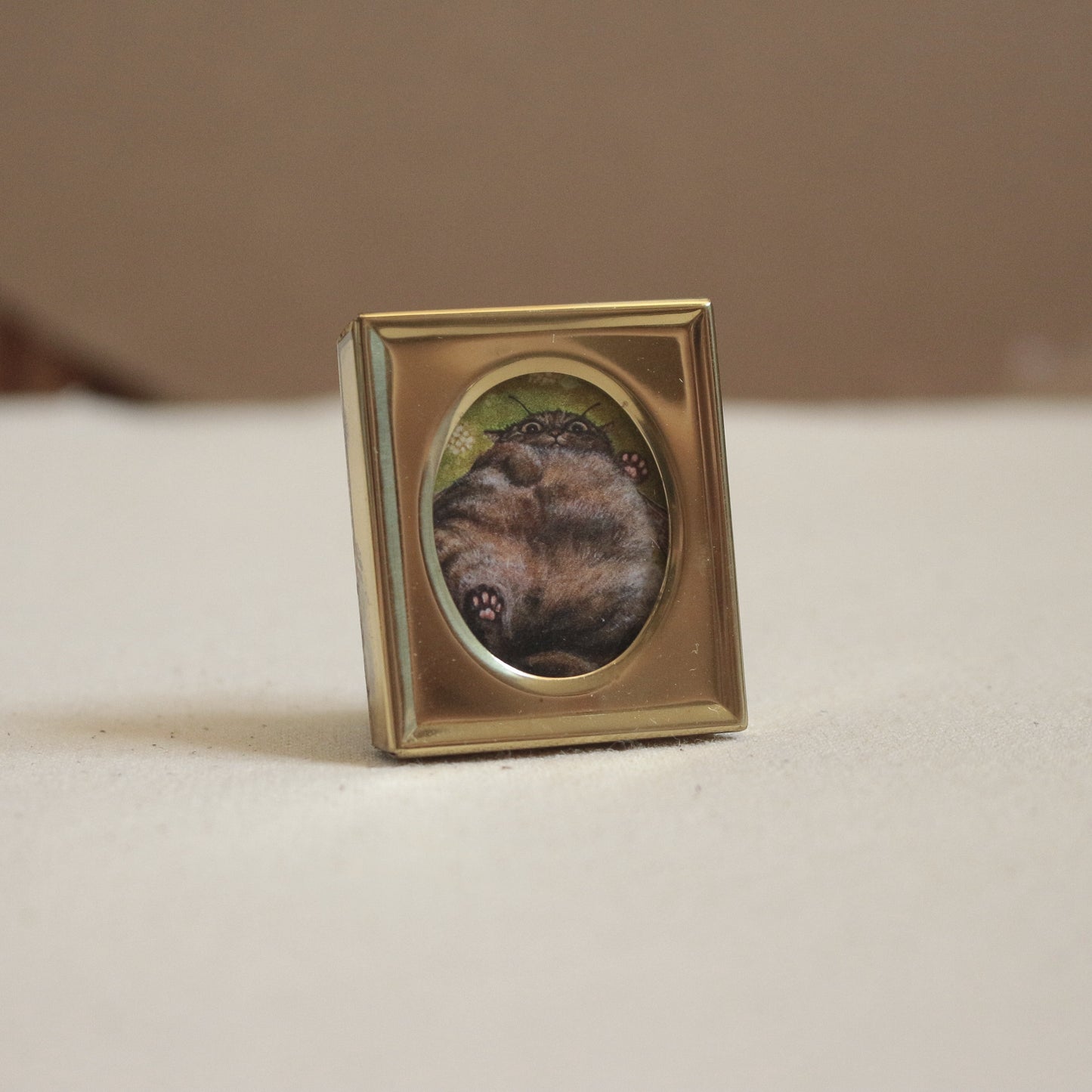 Print, tiny framed Cat 3.5 x 4cm