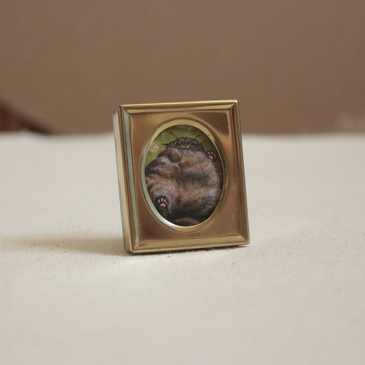 Print, tiny framed Cat 3.5 x 4cm