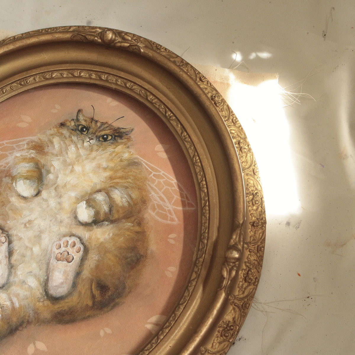 Hand painted - Bumble Cat 35 x 40 cm.