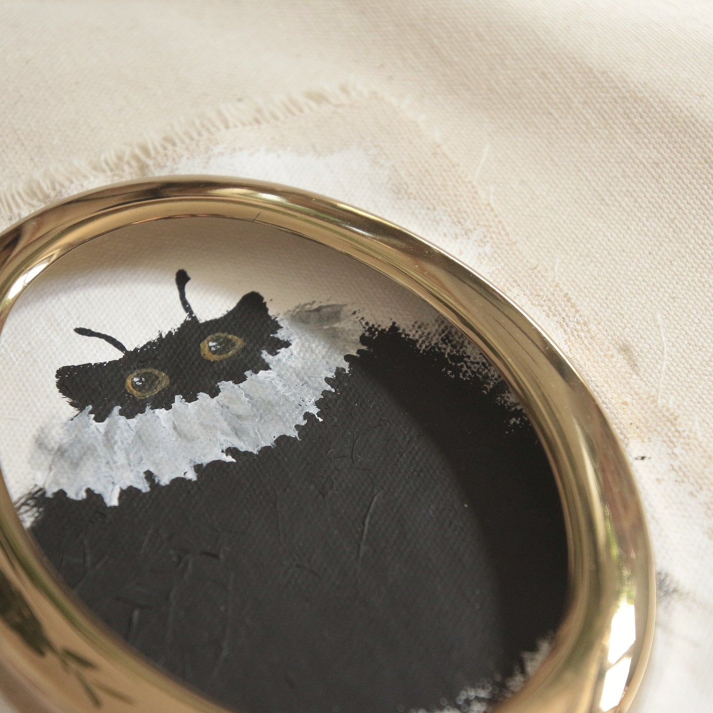 Hand painted mini original artwork- black cat