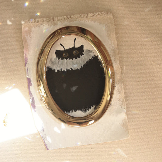Hand painted mini original artwork- black cat