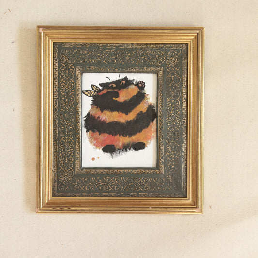 Hand painted mini original artwork- Chonky Bumble cat