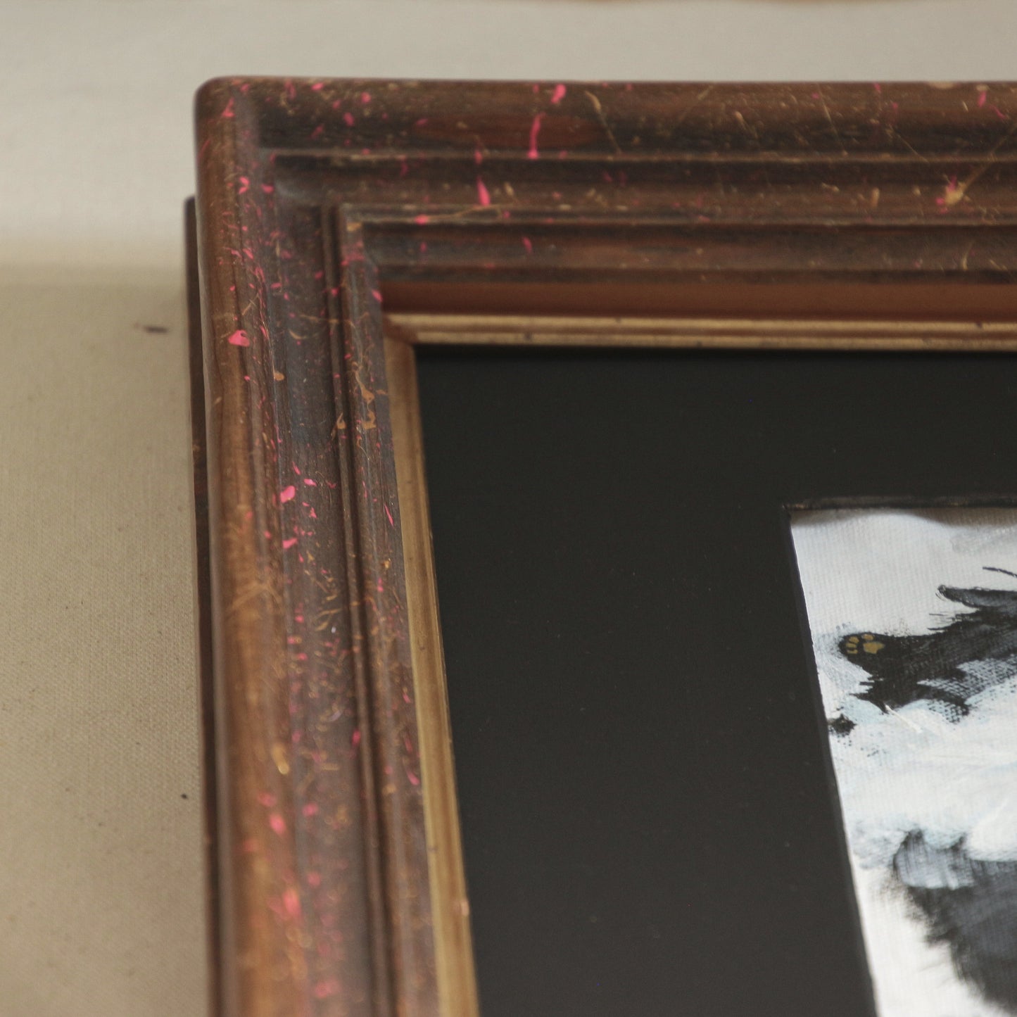 Hand painted mini original artwork- Black ballerina Cat.