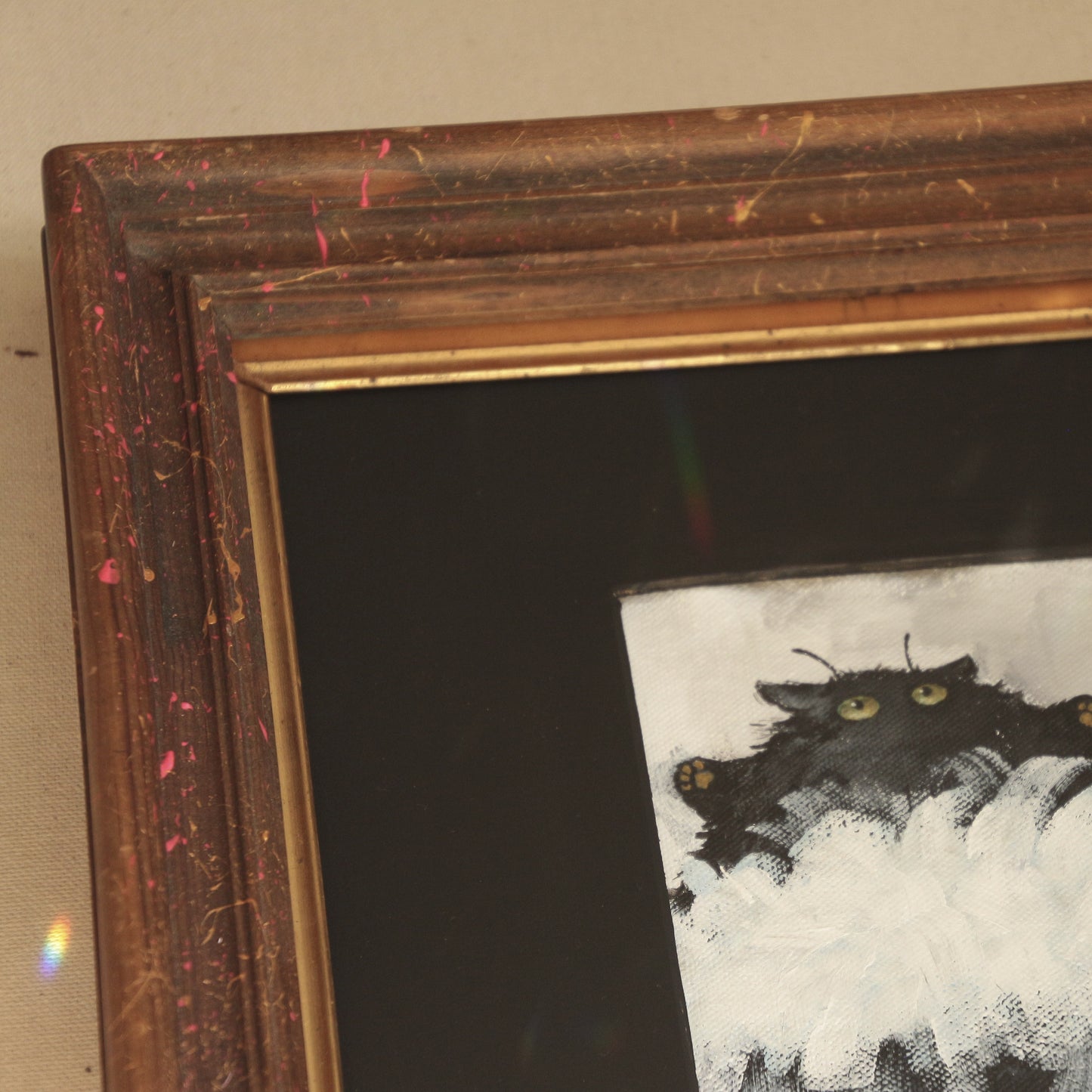 Hand painted mini original artwork- Black ballerina Cat.