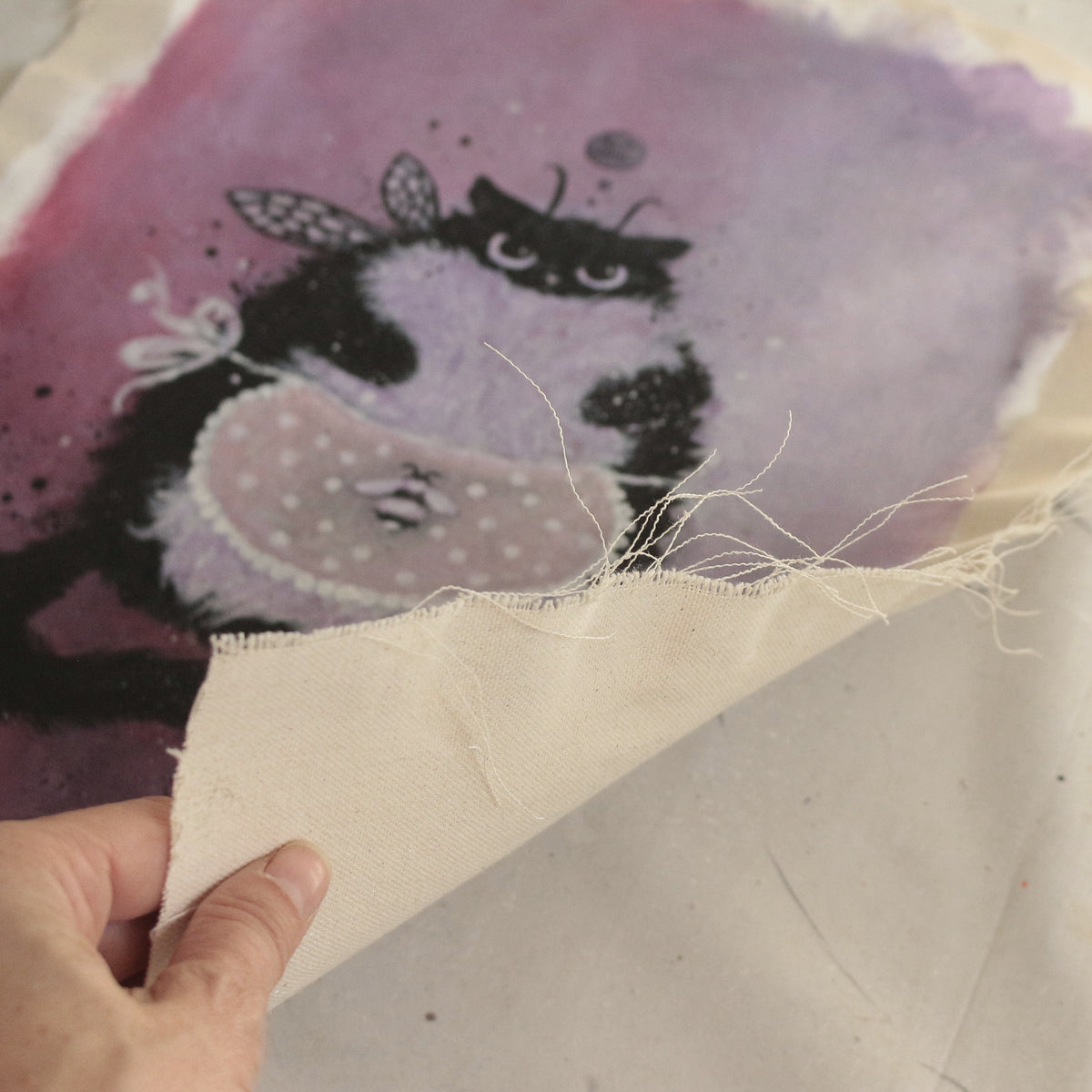 Hand painted - Grompy kitchen Cat - Framed