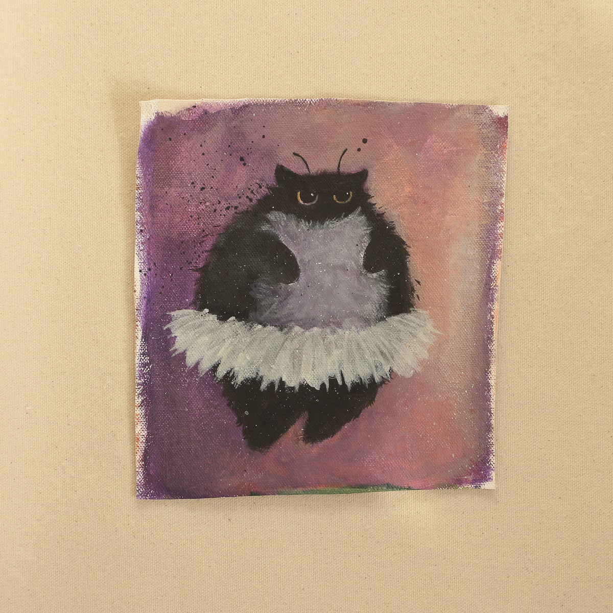 Hand painted mini original artwork (unframed) – Ballerina Cat