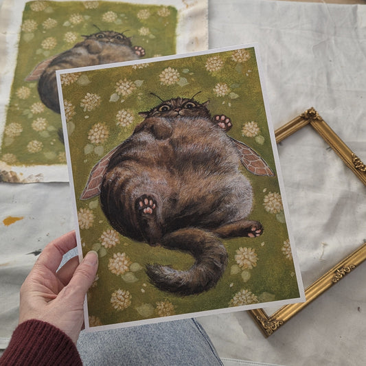 Chonky tabby Cat Giclee print 8 x 10 in